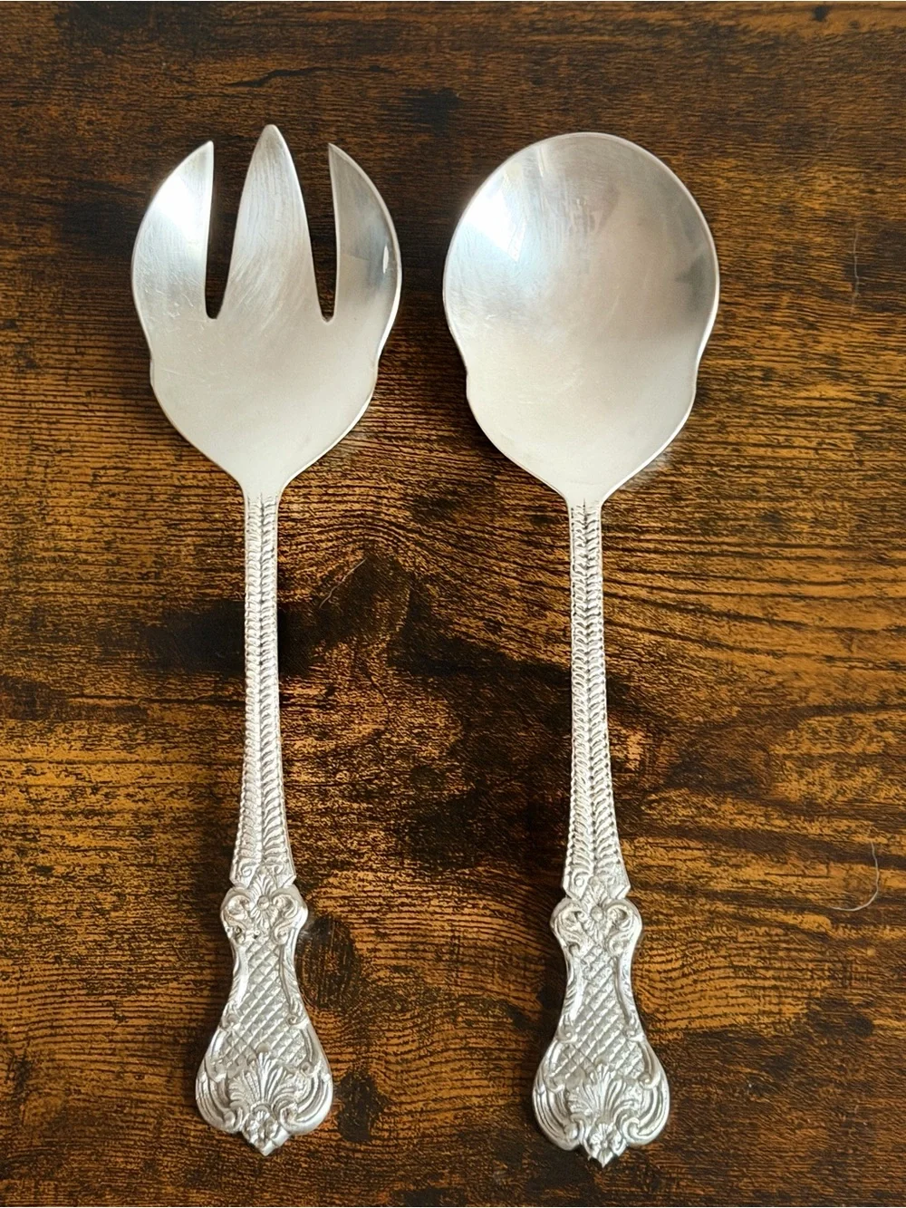 Vintage Silverplate Salad Serving Spoon & Fork Set